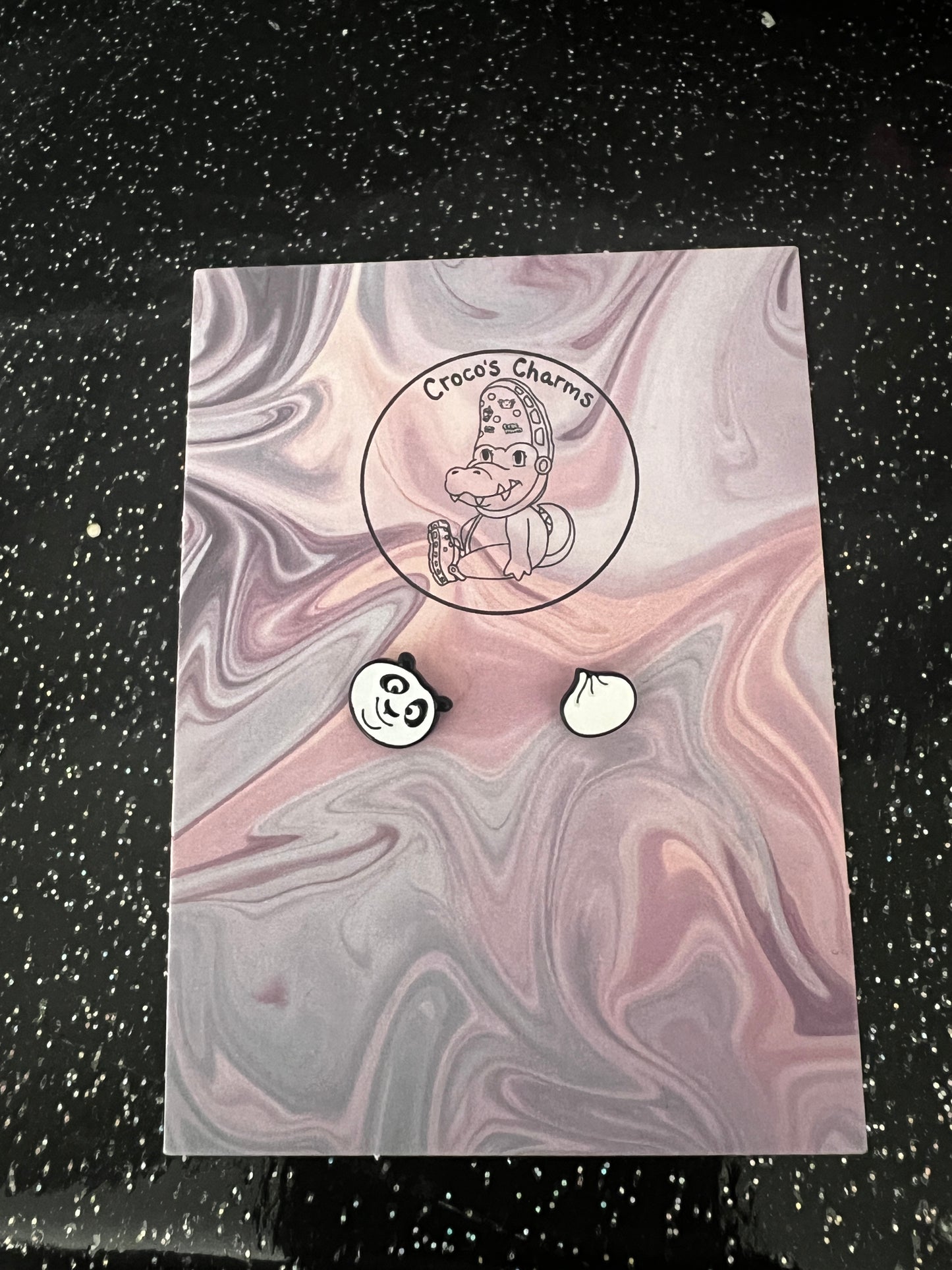 Karate panda pair of earrings