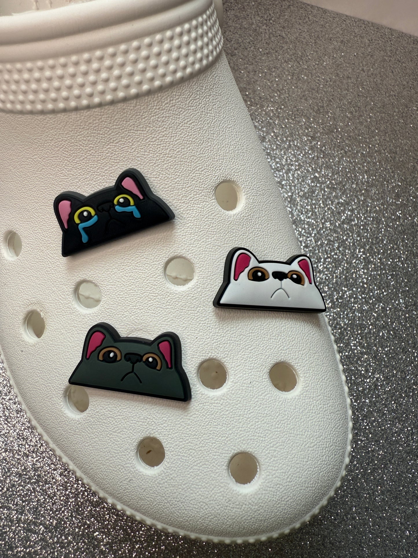 Crying/cute cat faces shoe charm collection