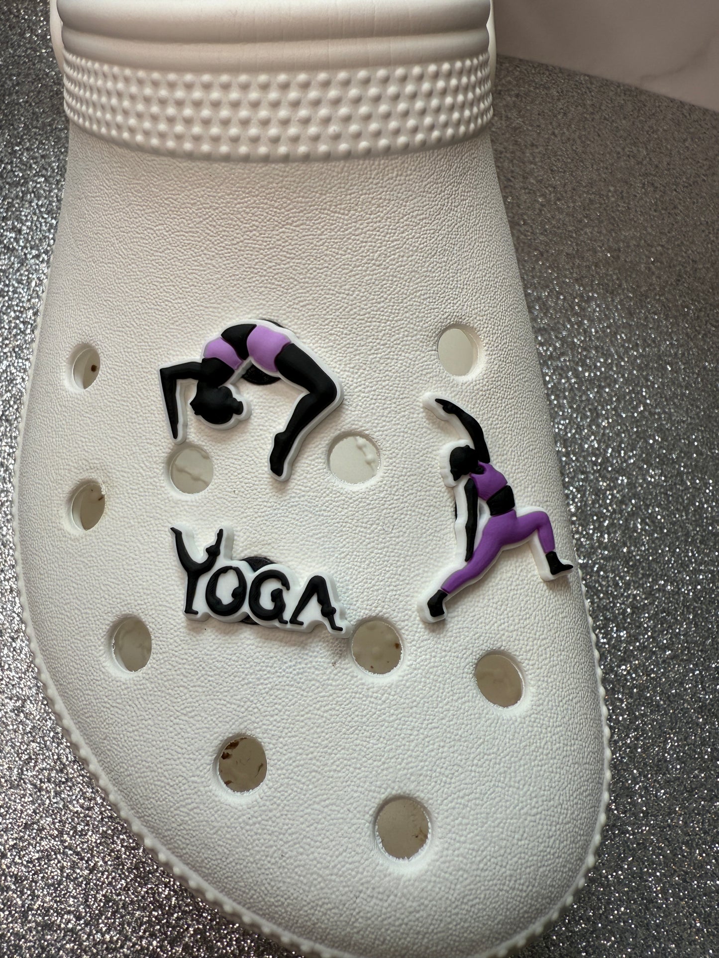 Yoga hobby shoe charm collection
