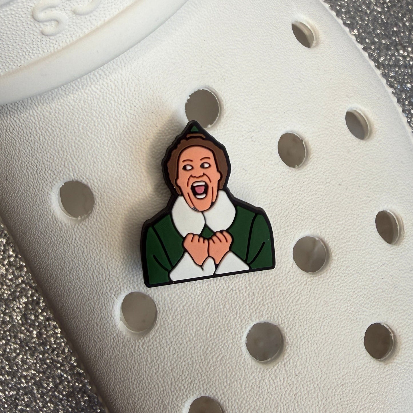 Elf excited face shoe charm
