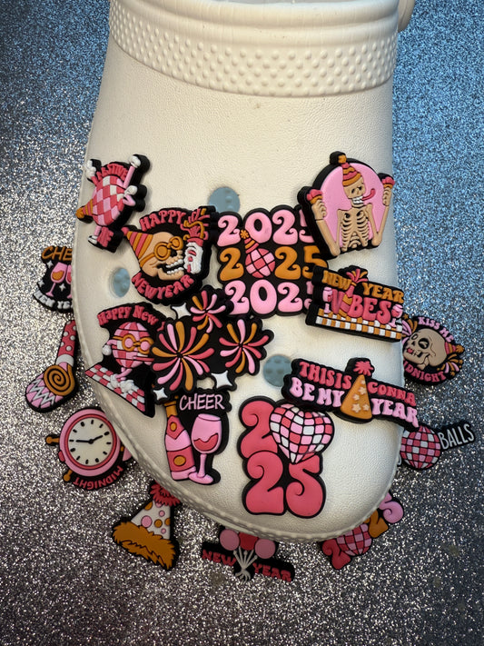2025 New year celebration festive shoe charm collection - skulls, disco balls etc...