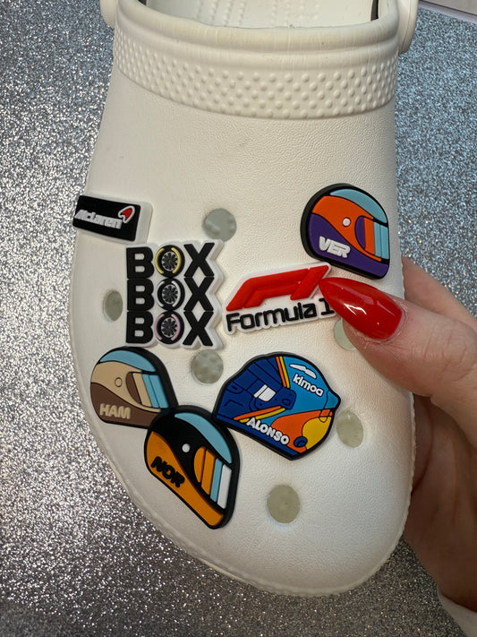 F1 shoe charm collection - formula racing. Hamilton, Verstappen, Lando Norris etc..