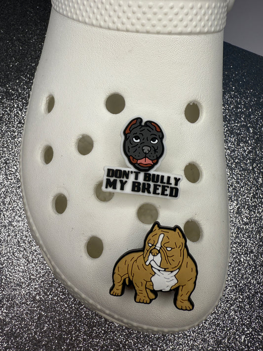 XL bully dog shoe charm collection
