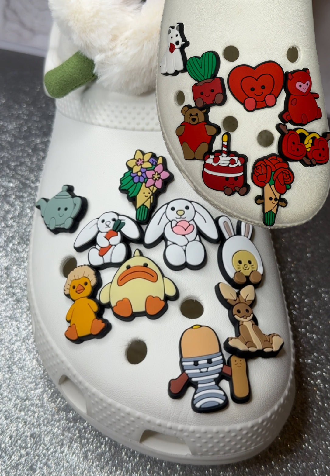 Valentines and Easter animal shoe charm collection