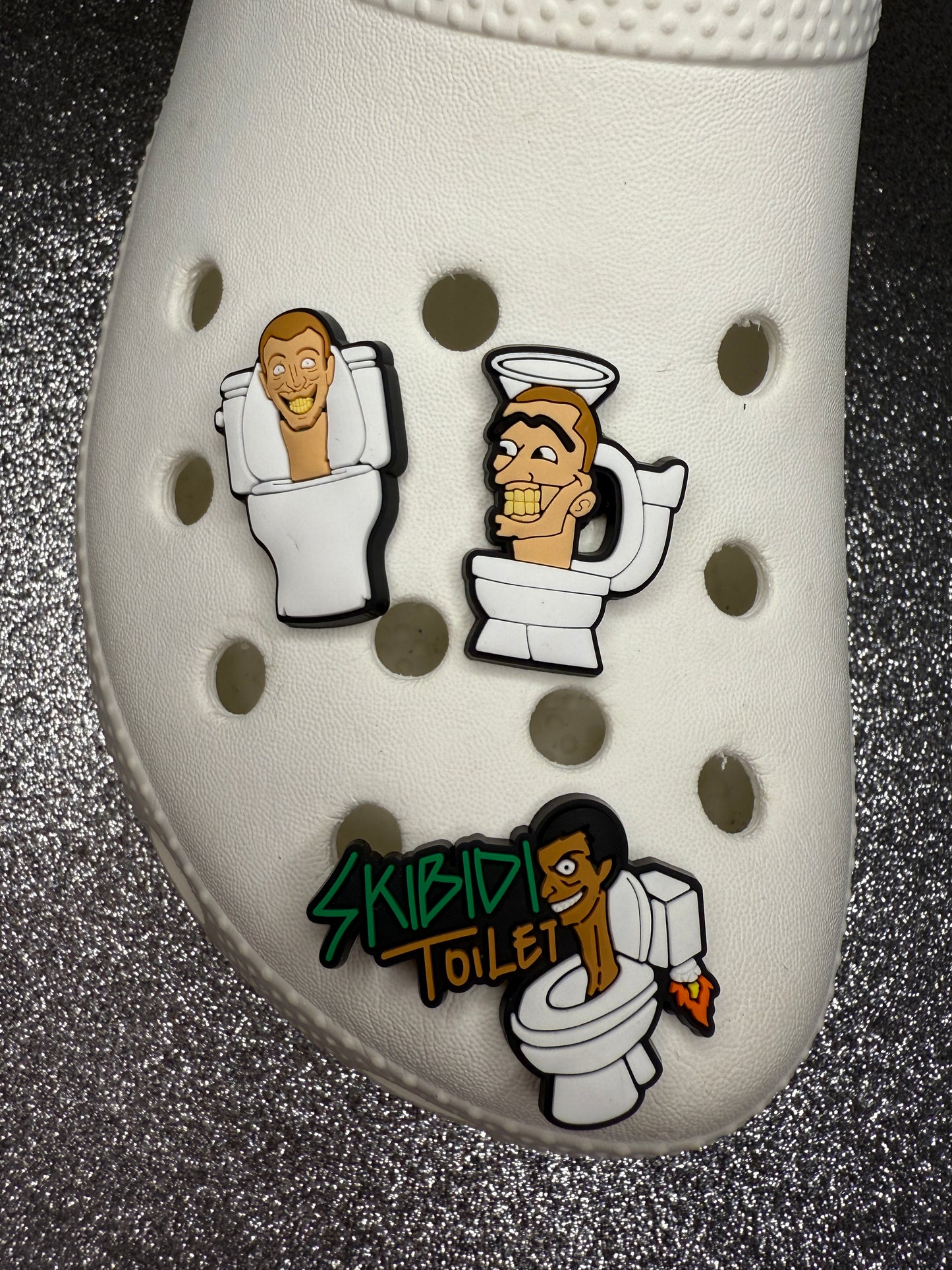 Skibidi toilet shoe charm