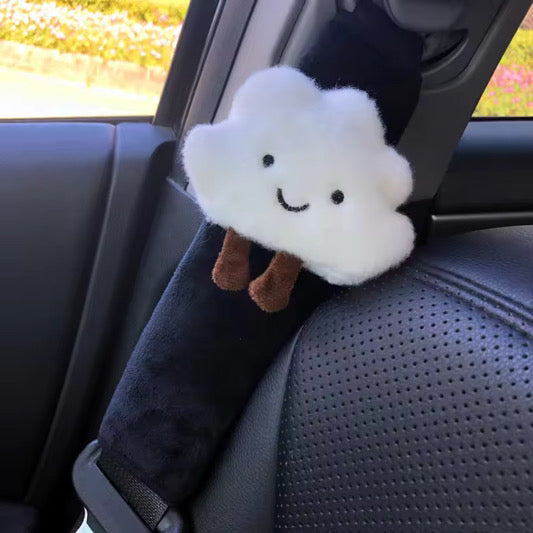 x1 Seat belt cover - cute cloud plush design. Seat belt shoulder pad/protector