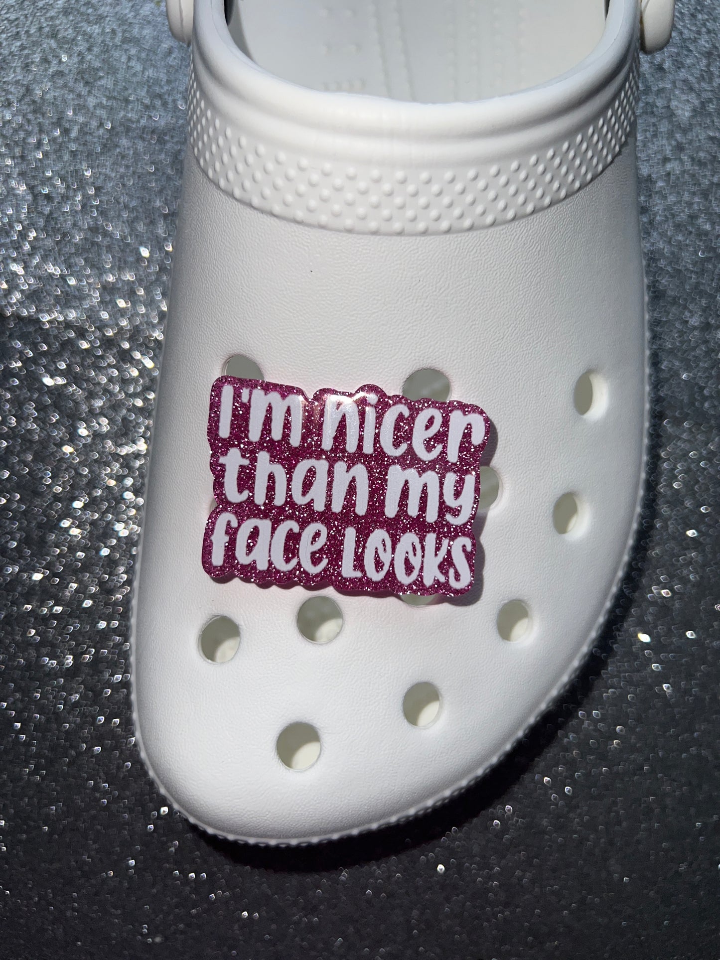 Funny quote resin made shoe charms ''I'm fine its just my face''