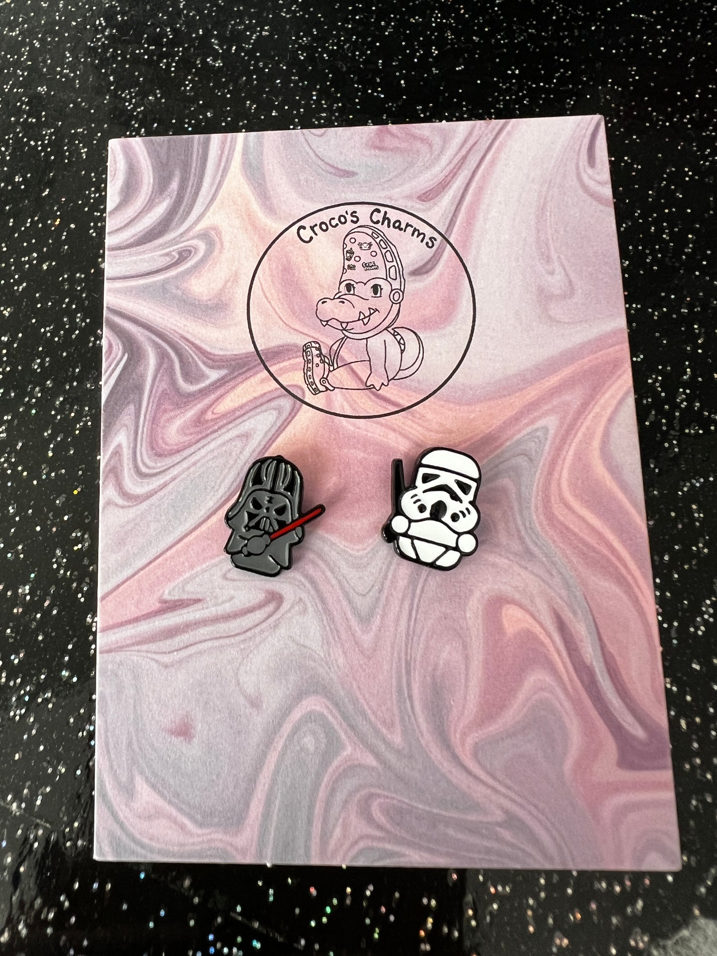 Darth and tro0per pair of earrings - full body