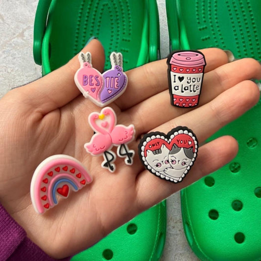 Valentines pink and red themed shoe charm collection