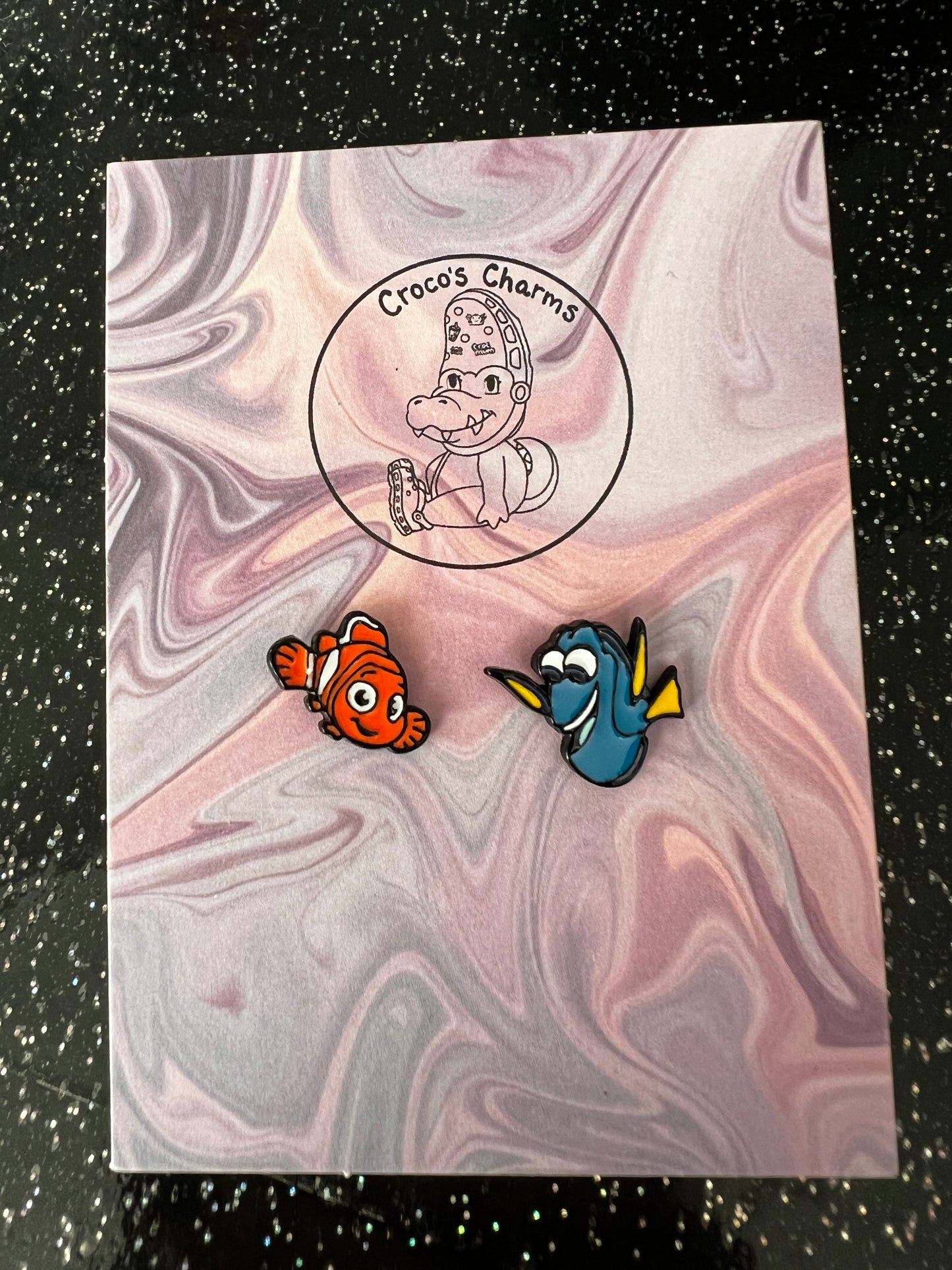 Clown fish & dory fish pair of earrings