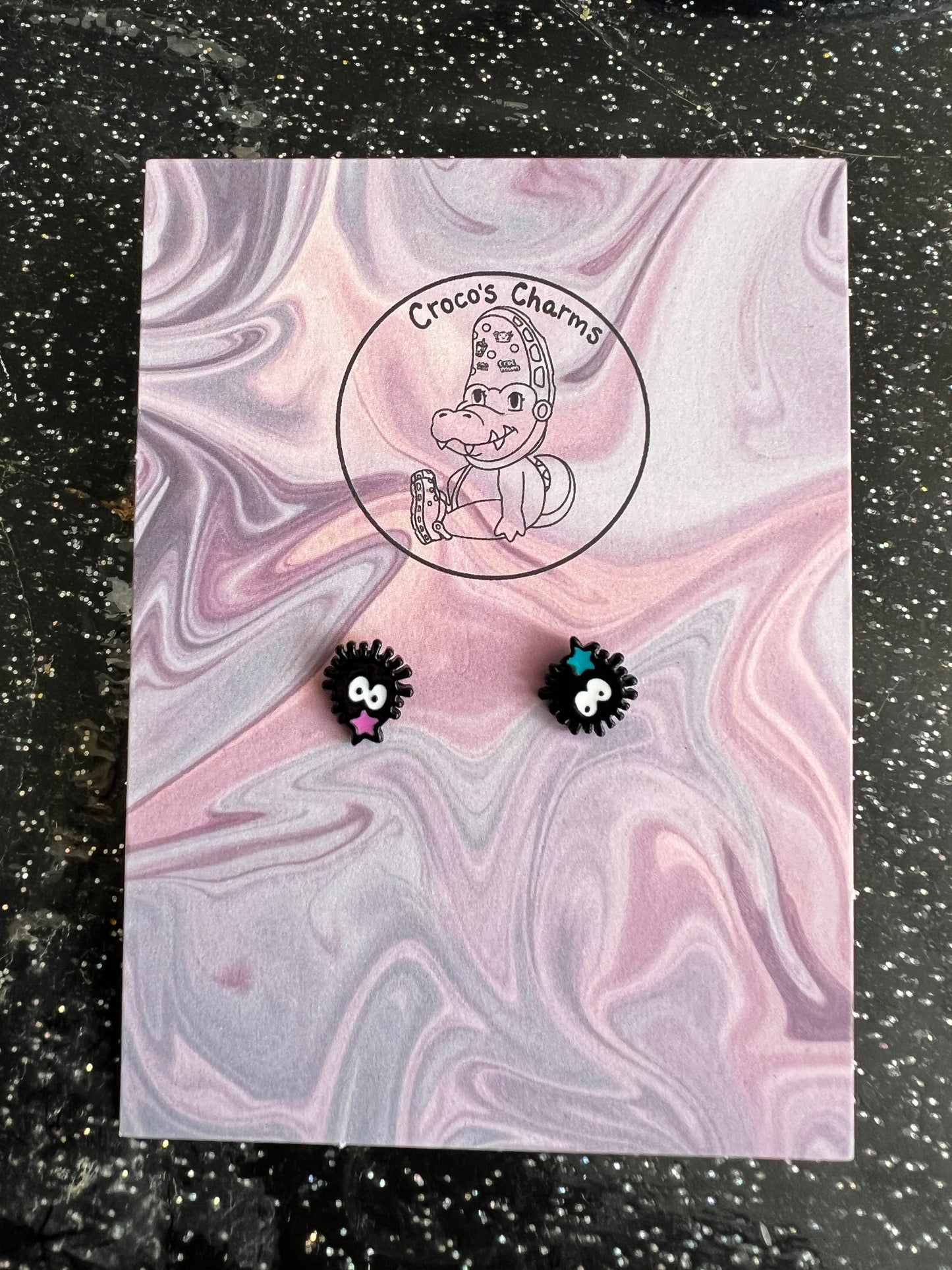 sprites / susuwatari pair of earrings