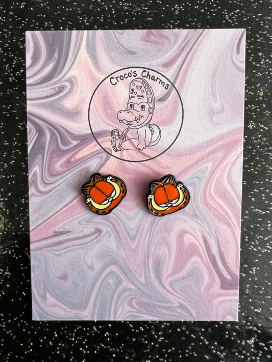 Ginger cat Garf - headshot pair of earrings