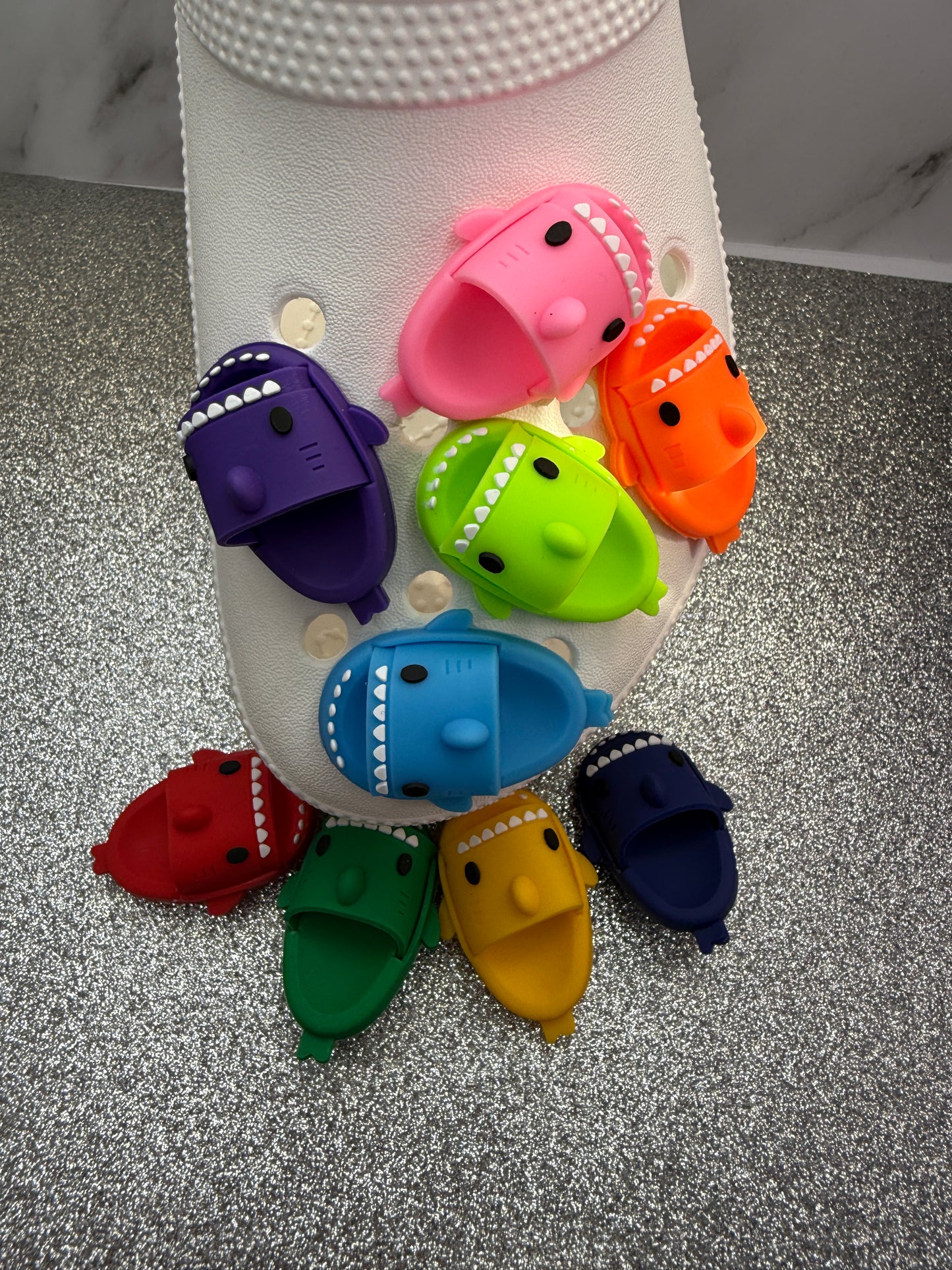 3D shark slider shoe charms