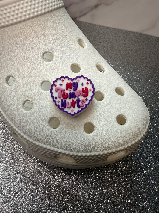 My tummy hurts shoe charm