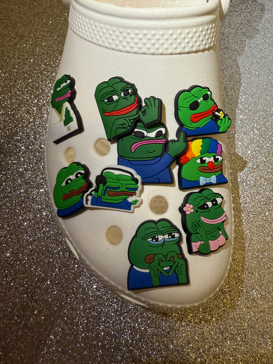 Funny frog meme shoe charm collection