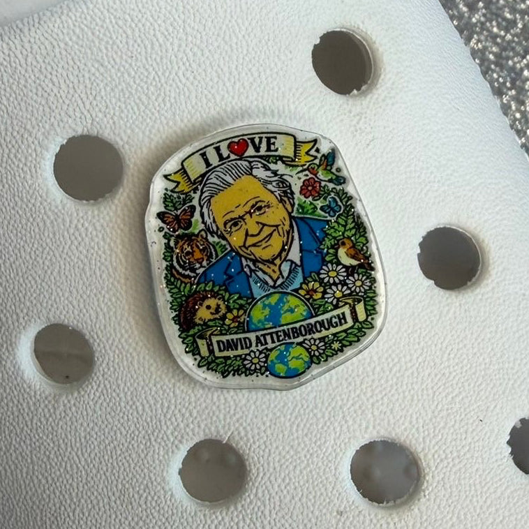 I love David Attenborough shoe charm - RESIN glitter