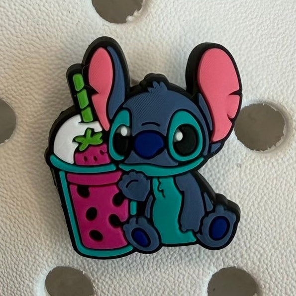 Cutesy pink blue alien stitcħ shoe charm collection