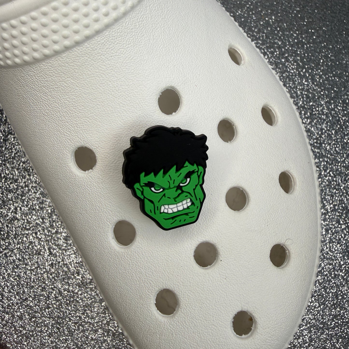 Superhero faces shoe charms
