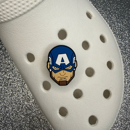 Superhero faces shoe charms