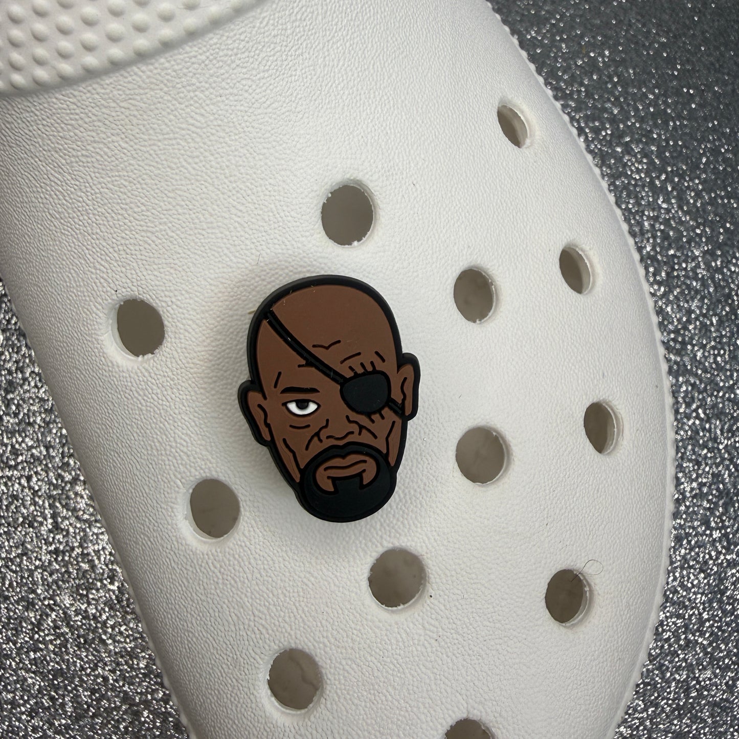 Superhero faces shoe charms