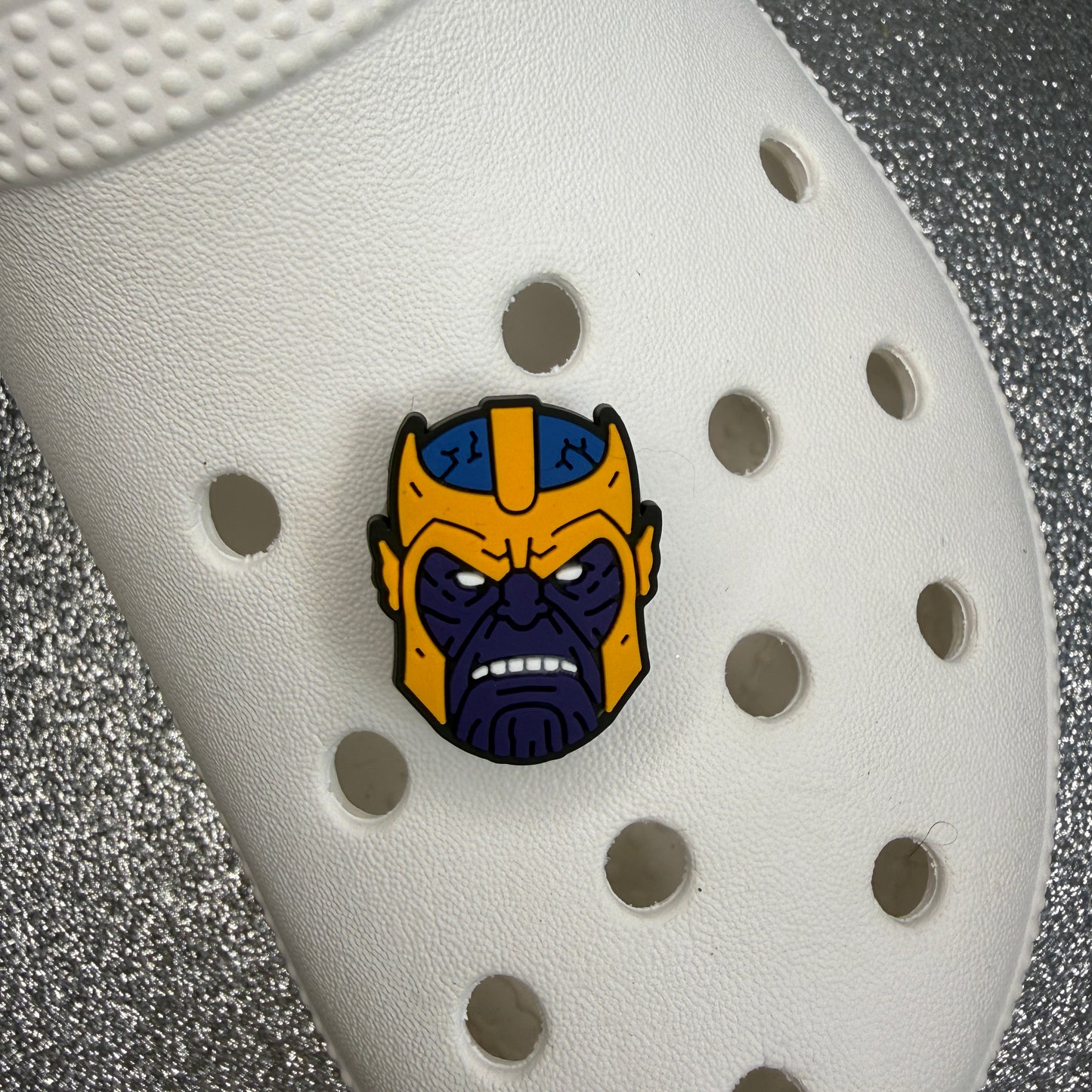 Superhero faces shoe charms