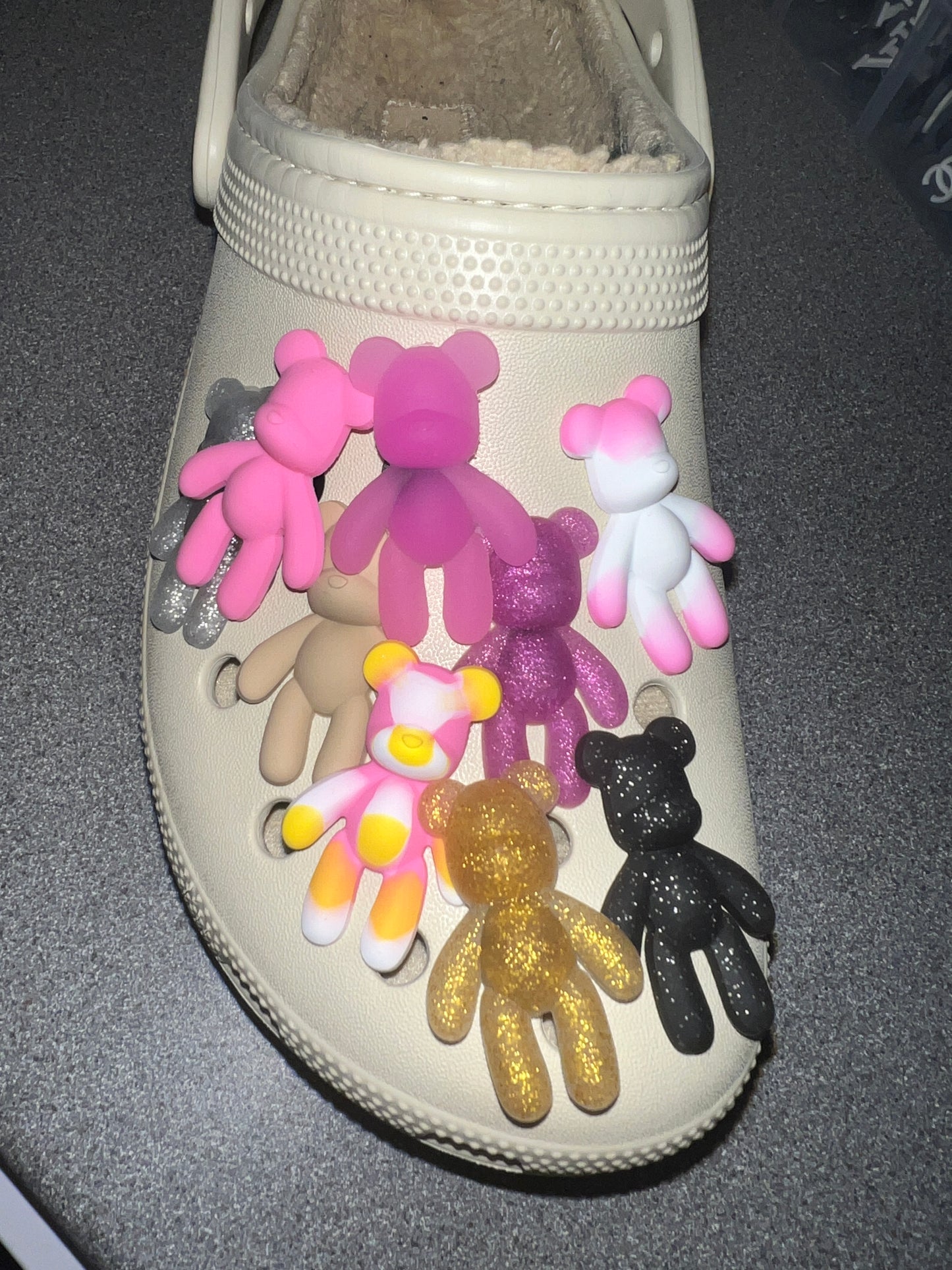 Coloured 3d bear shoe charm collection