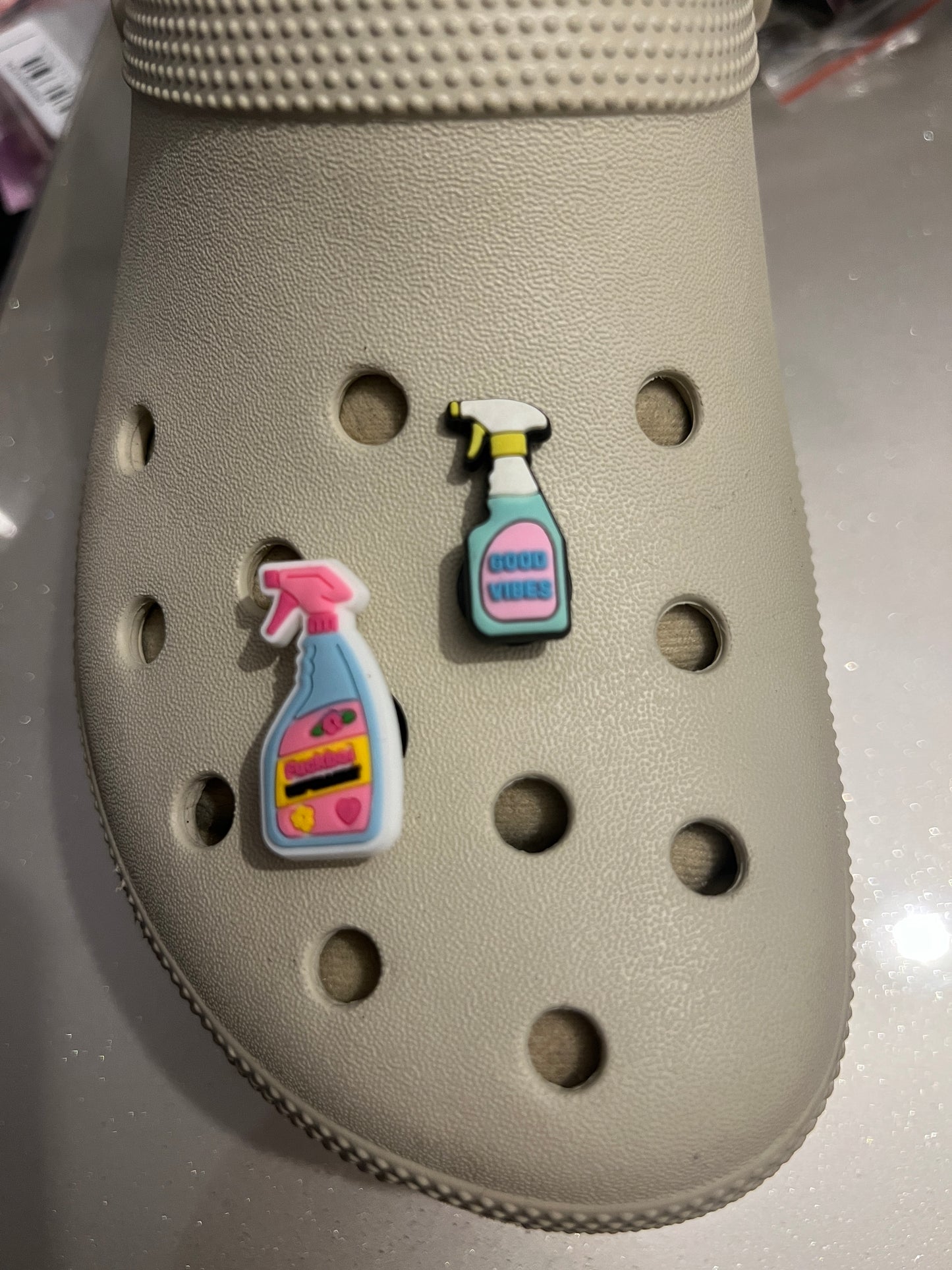 Cleaning shoe charm collection