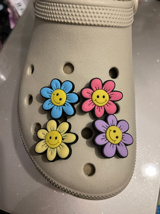 Flowers with smiley faces shoe charm collection