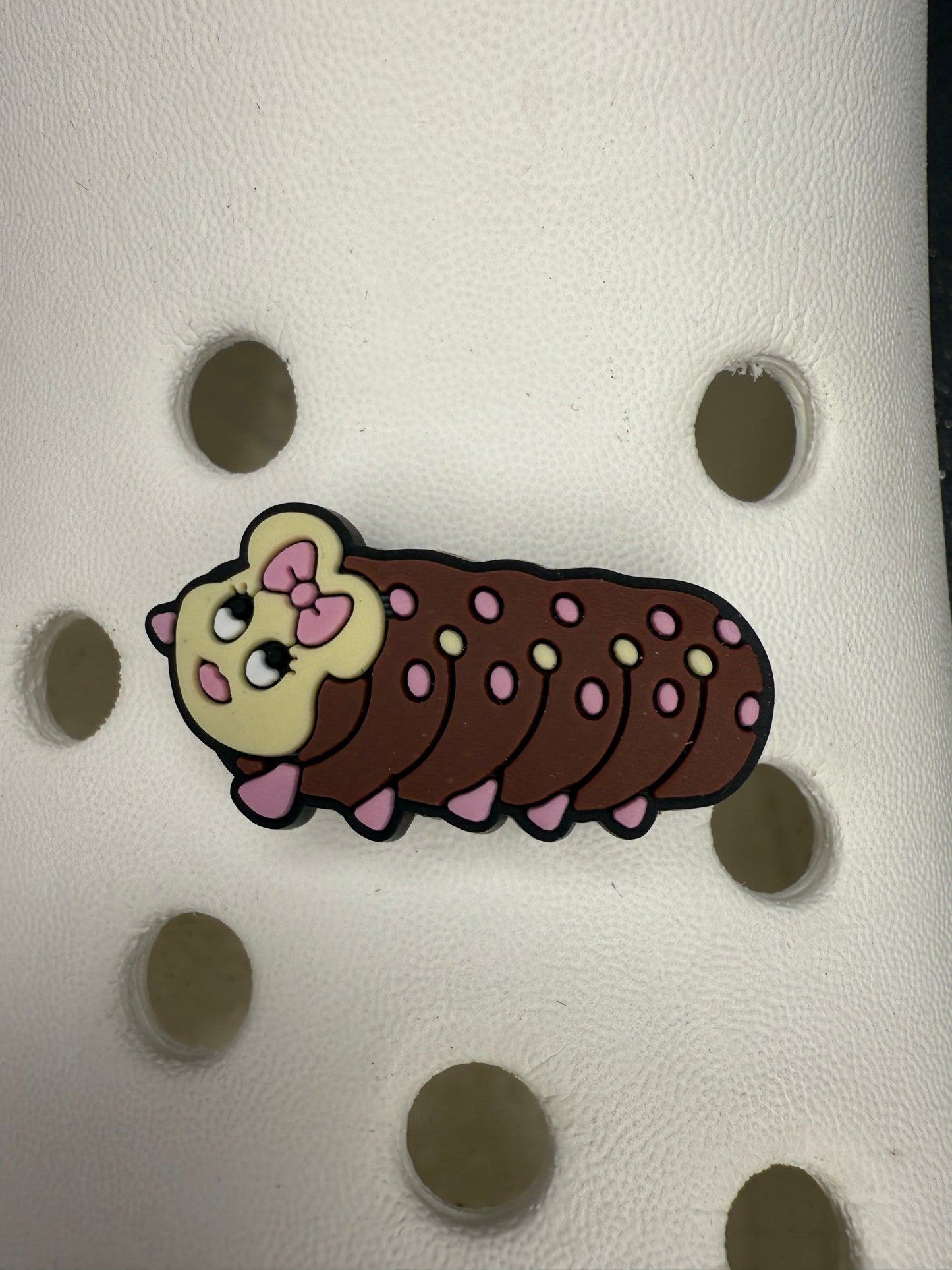 Chocolate caterpillar shoe charm