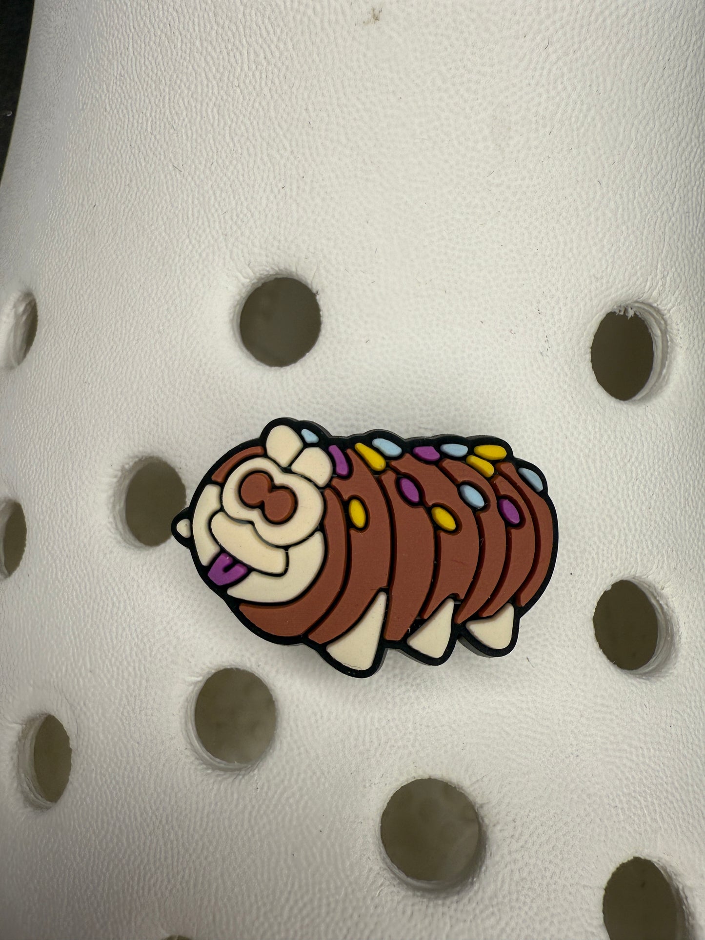 Chocolate caterpillar shoe charm