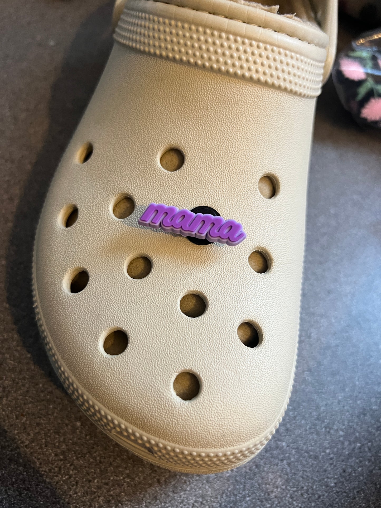 Mama mother purple writing shoe charm