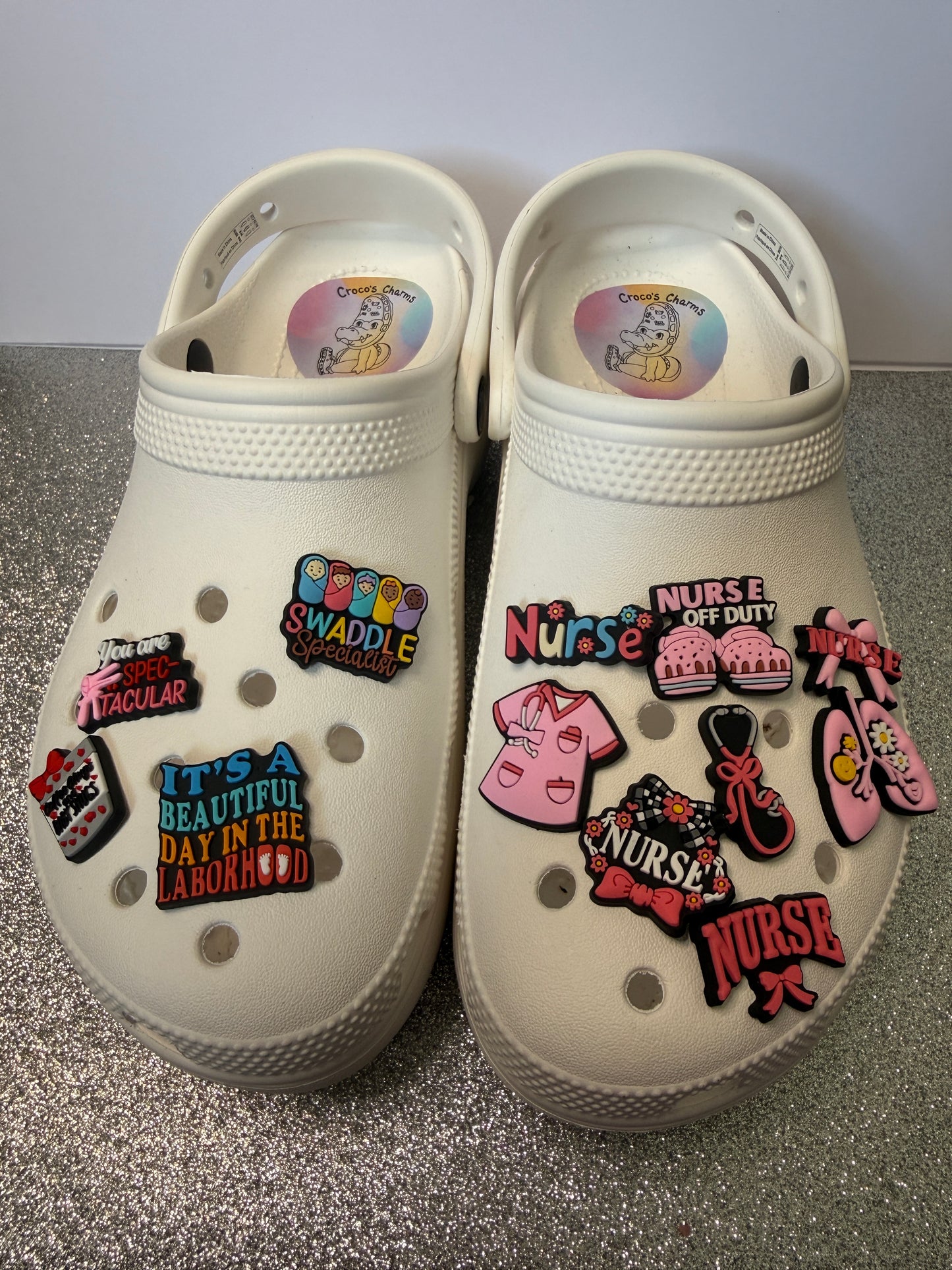 Pink Midwife and Nurse shoe charm collection