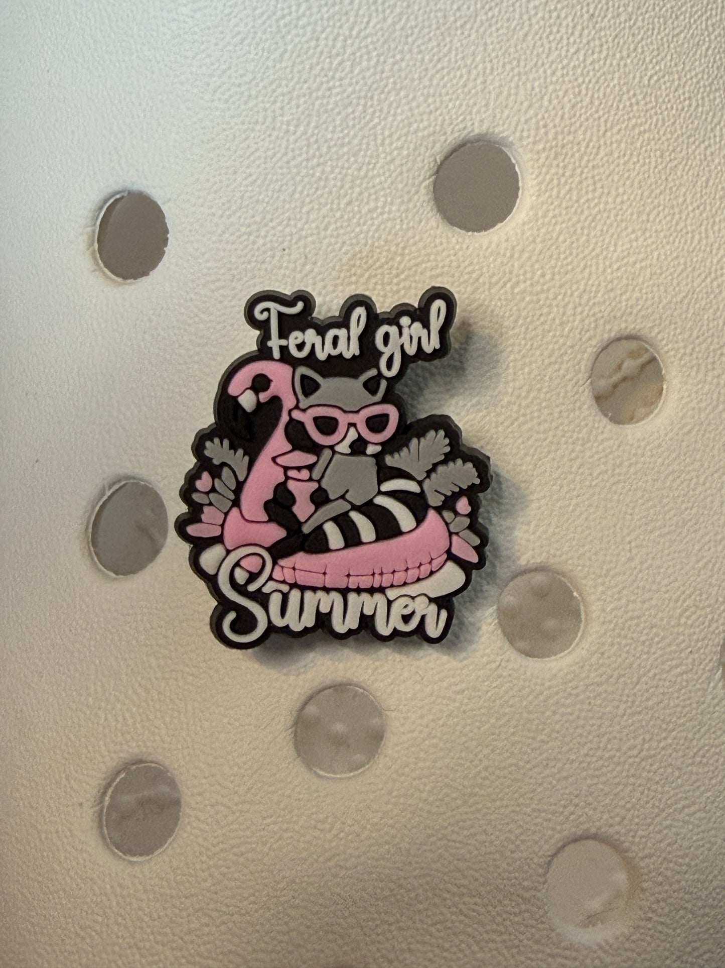 Funny animal shoe charms - raccoon, feeling feral etc...