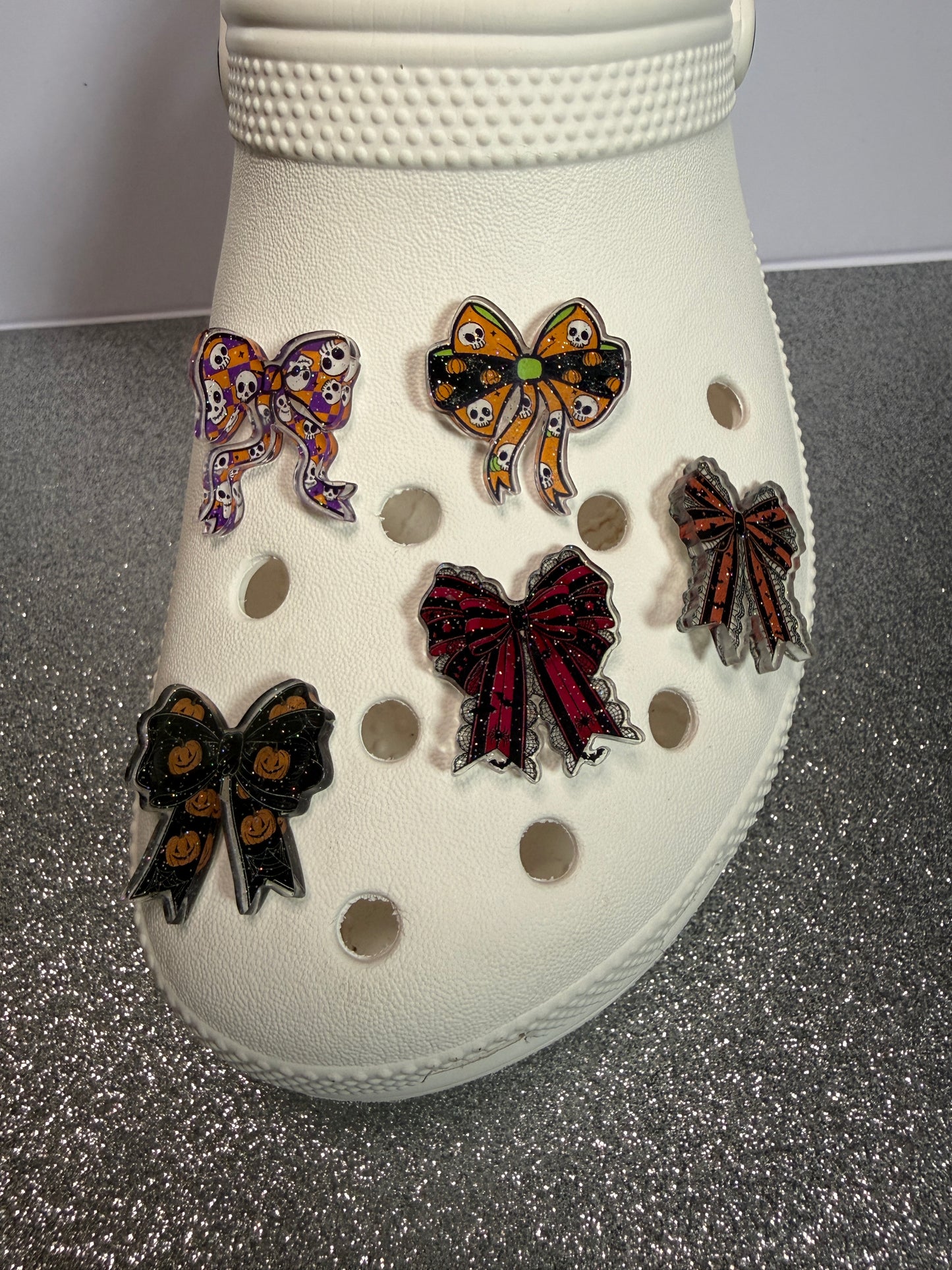 Resin bow gothic/halloween shoe charm collection