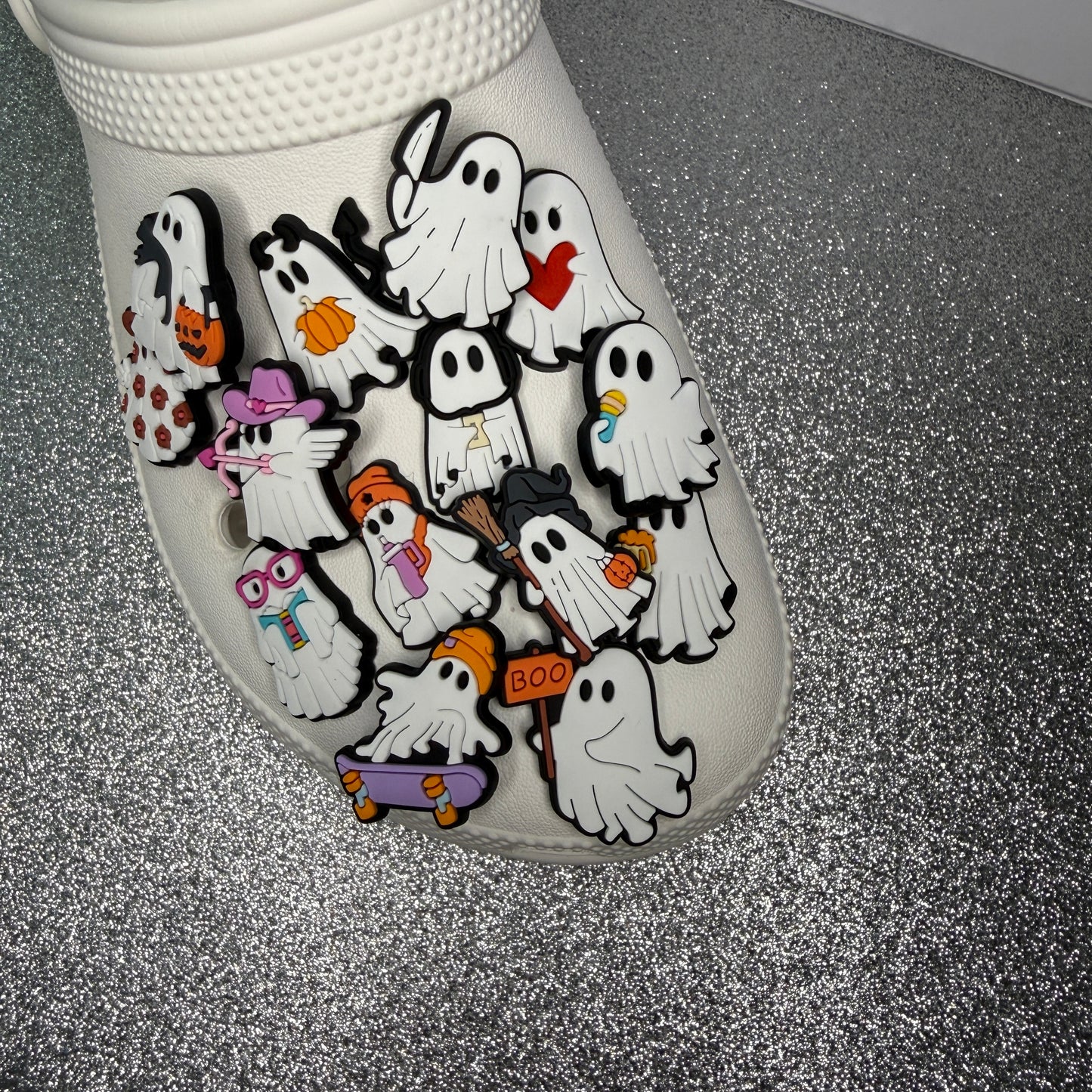 Cutesy ghost shoe charm collection