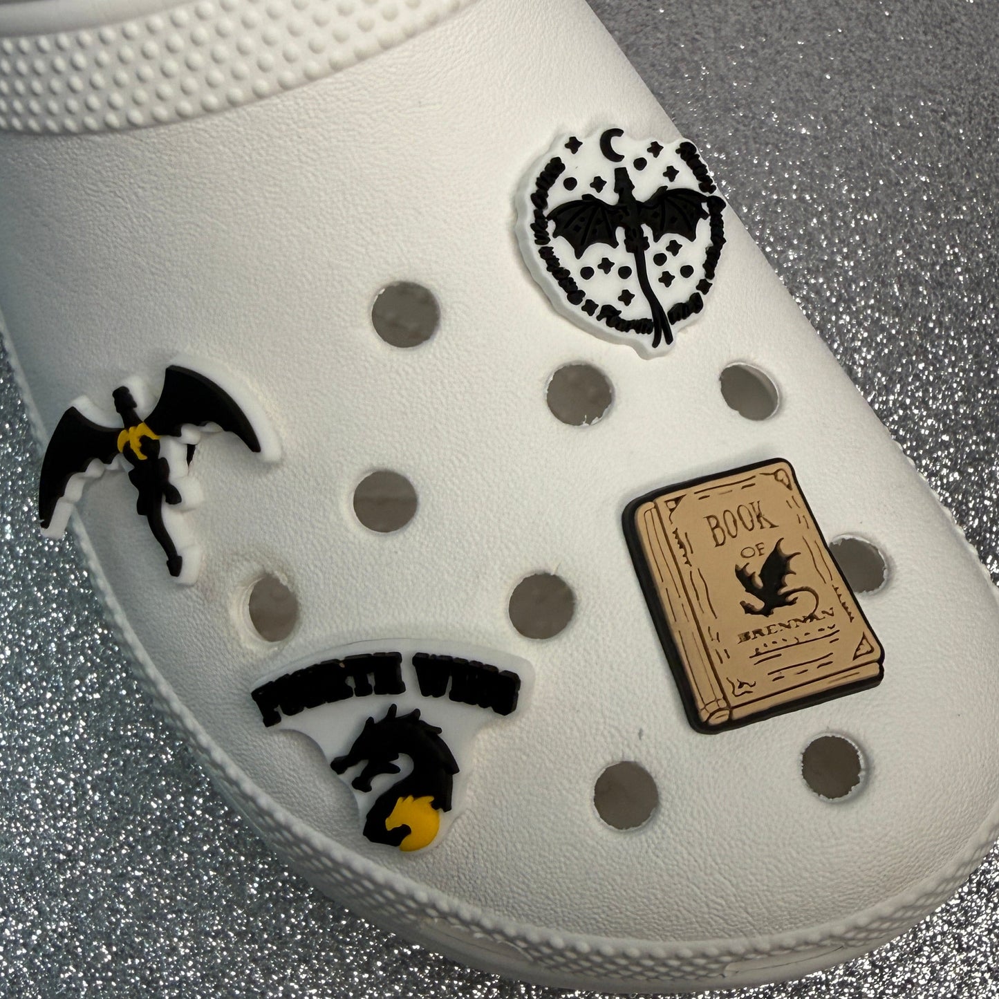 Fourth wing dragon book shoe charm
