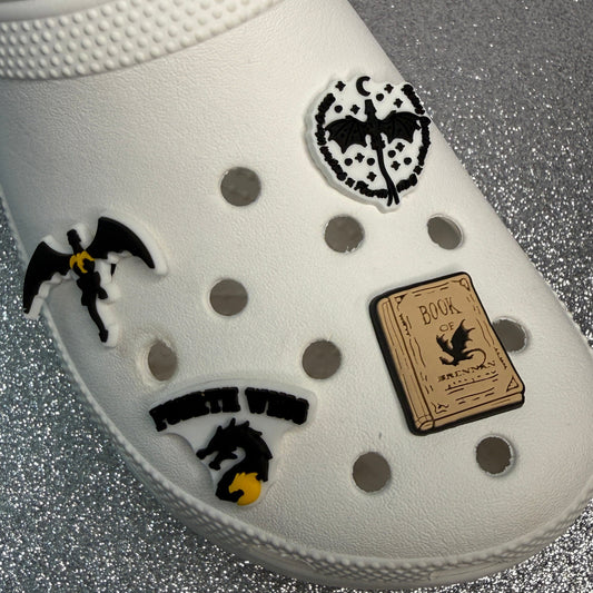 Fourth wing dragon book shoe charm