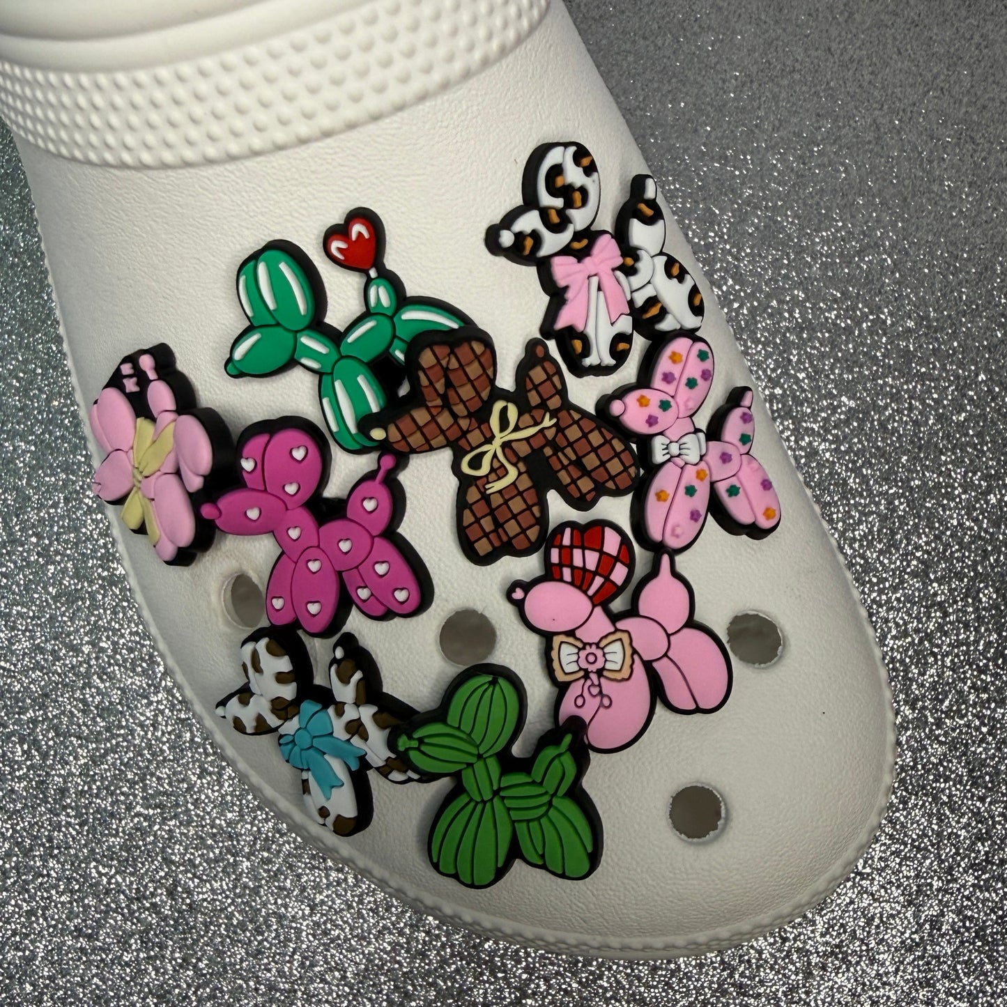 Cutesy balloon dog shoe charm collection