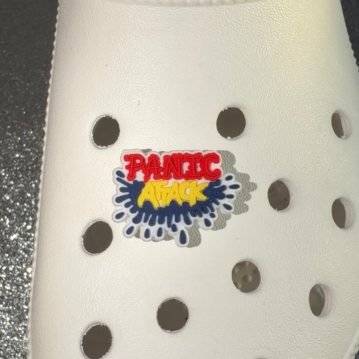Art attack / panic attack shoe charm