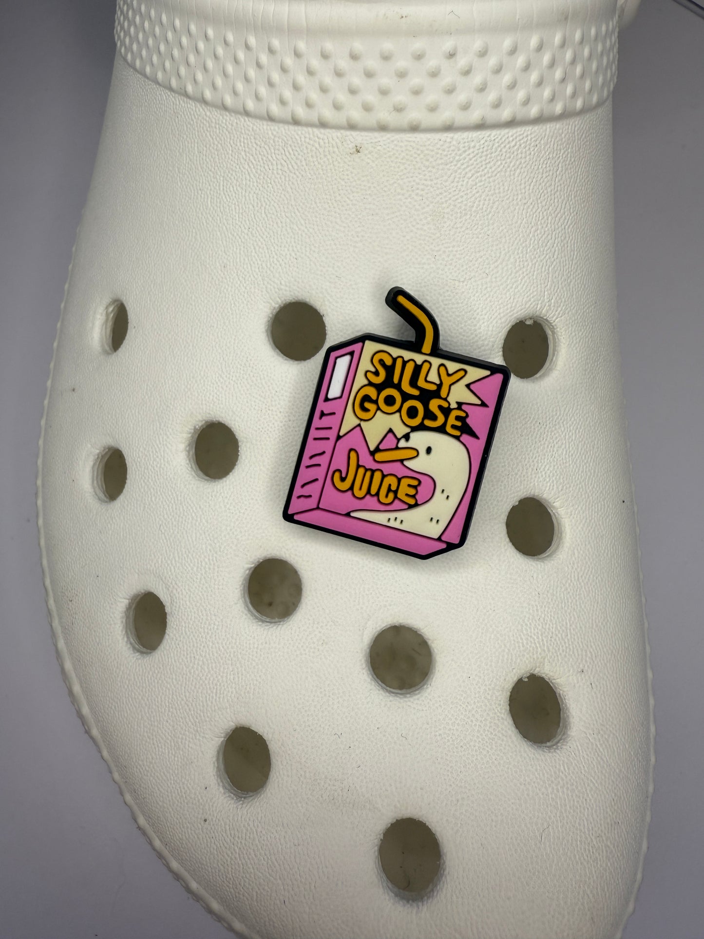 Silly goose juice shoe charm