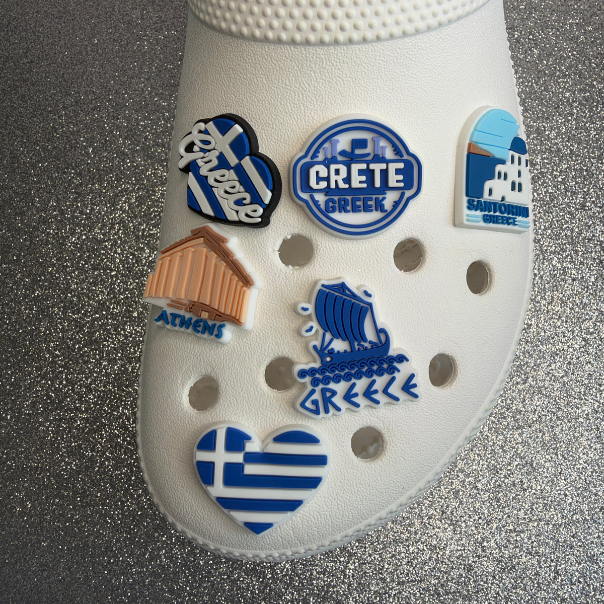 Greece holiday inspired shoe charm collection - Athens, Crete