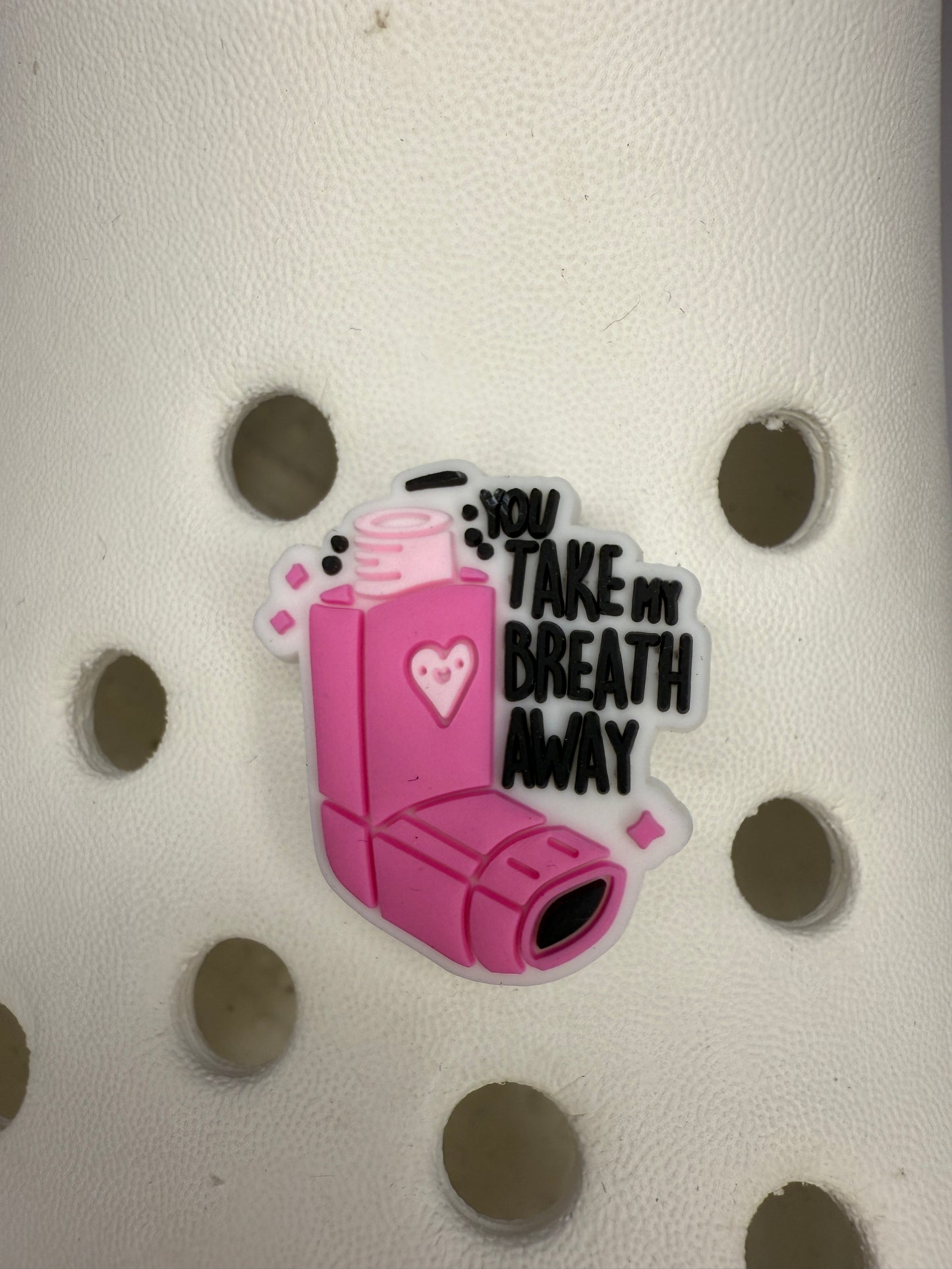 Inhaler/Asthma shoe charm "it aint easy being wheezy"