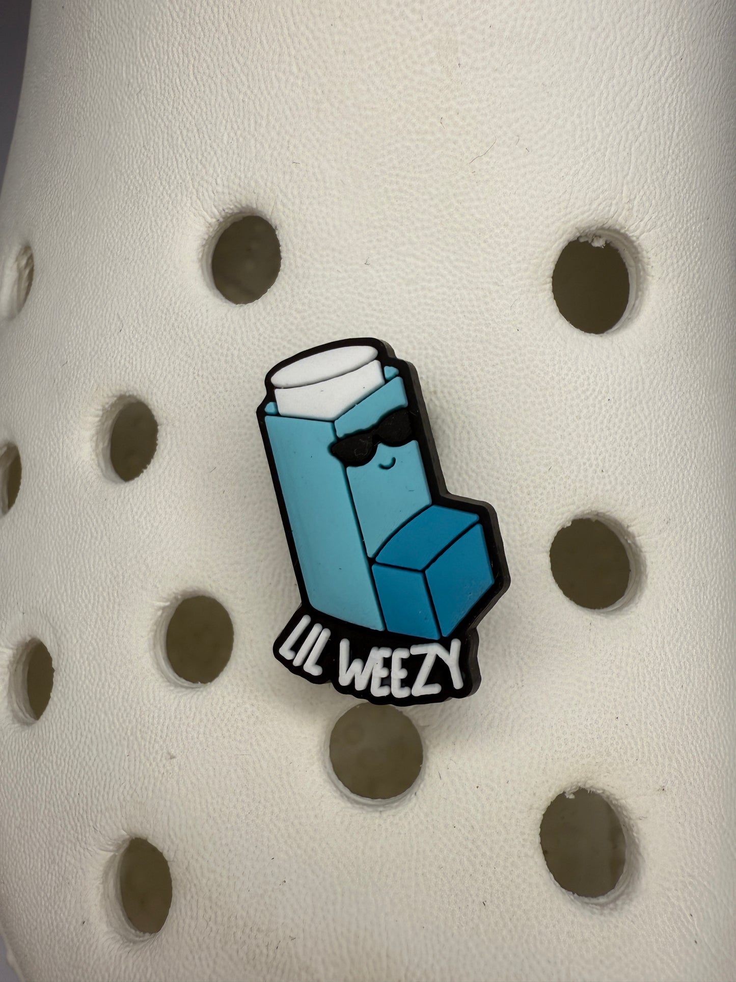 Inhaler/Asthma shoe charm "it aint easy being wheezy"