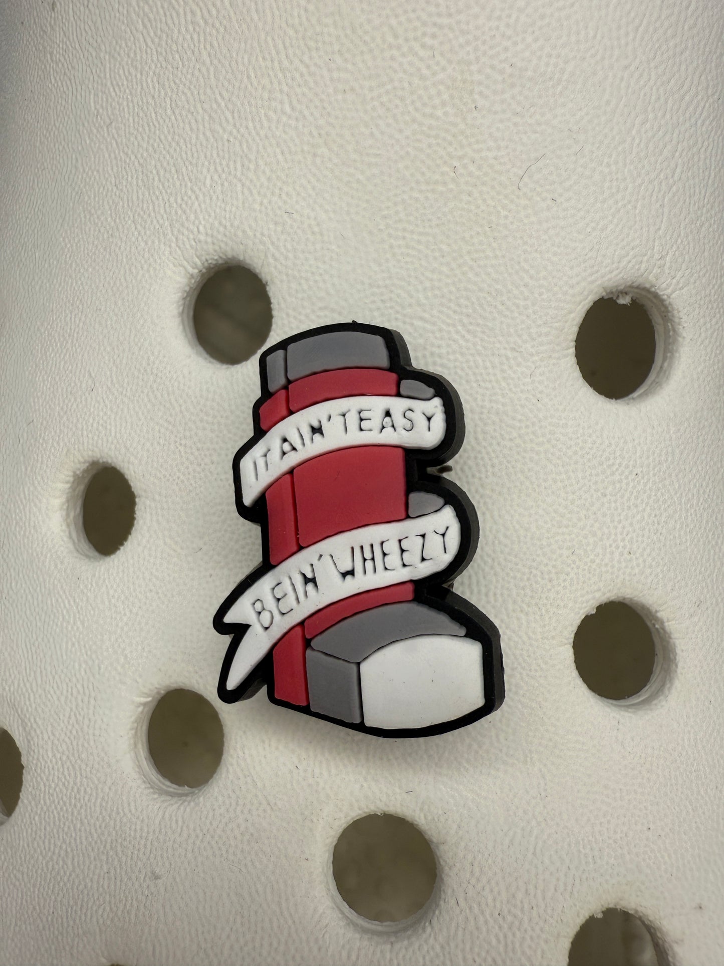 Inhaler/Asthma shoe charm "it aint easy being wheezy"