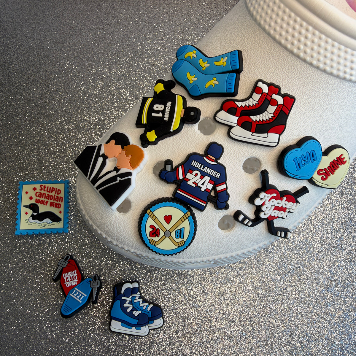 Ice Hockey Heated Rivalry inspired shoe charm collection