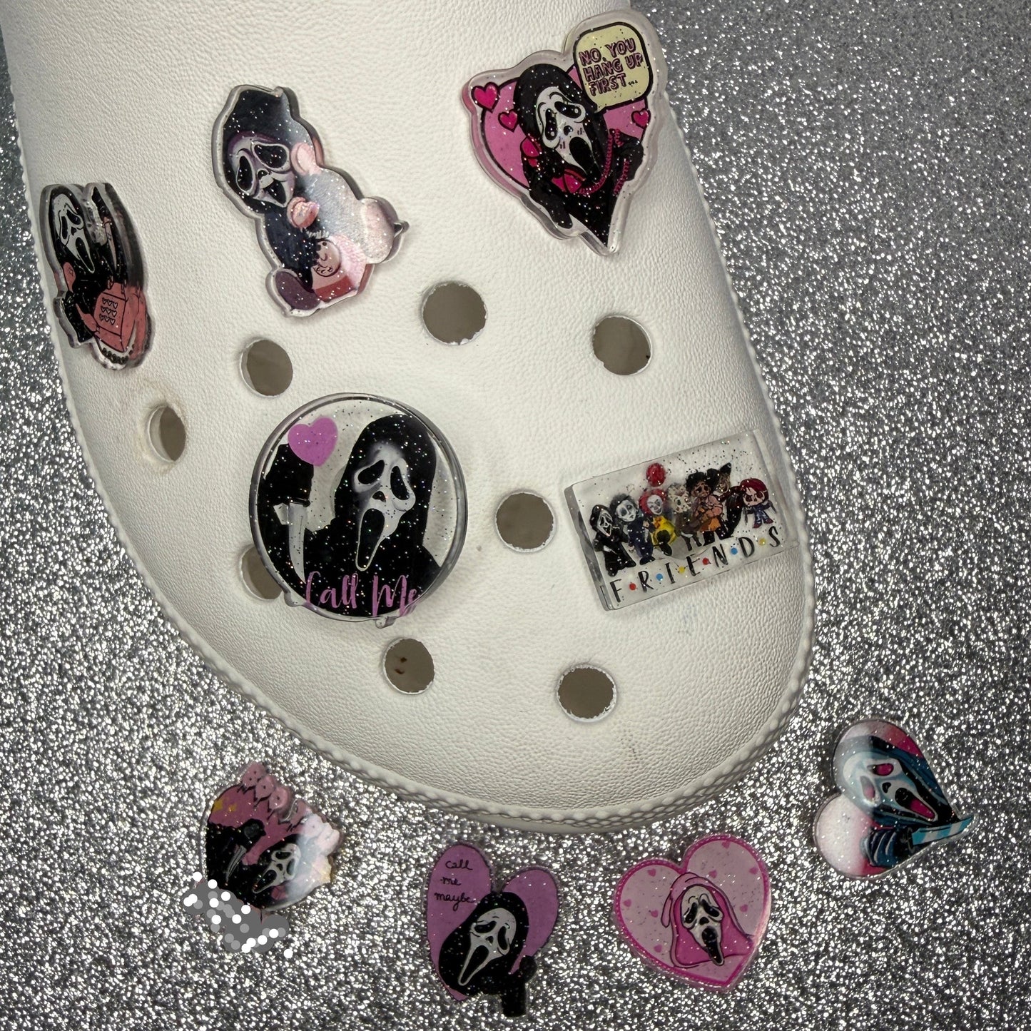 Ghost face / Horror Character RESIN Sparkle shoe charm collection