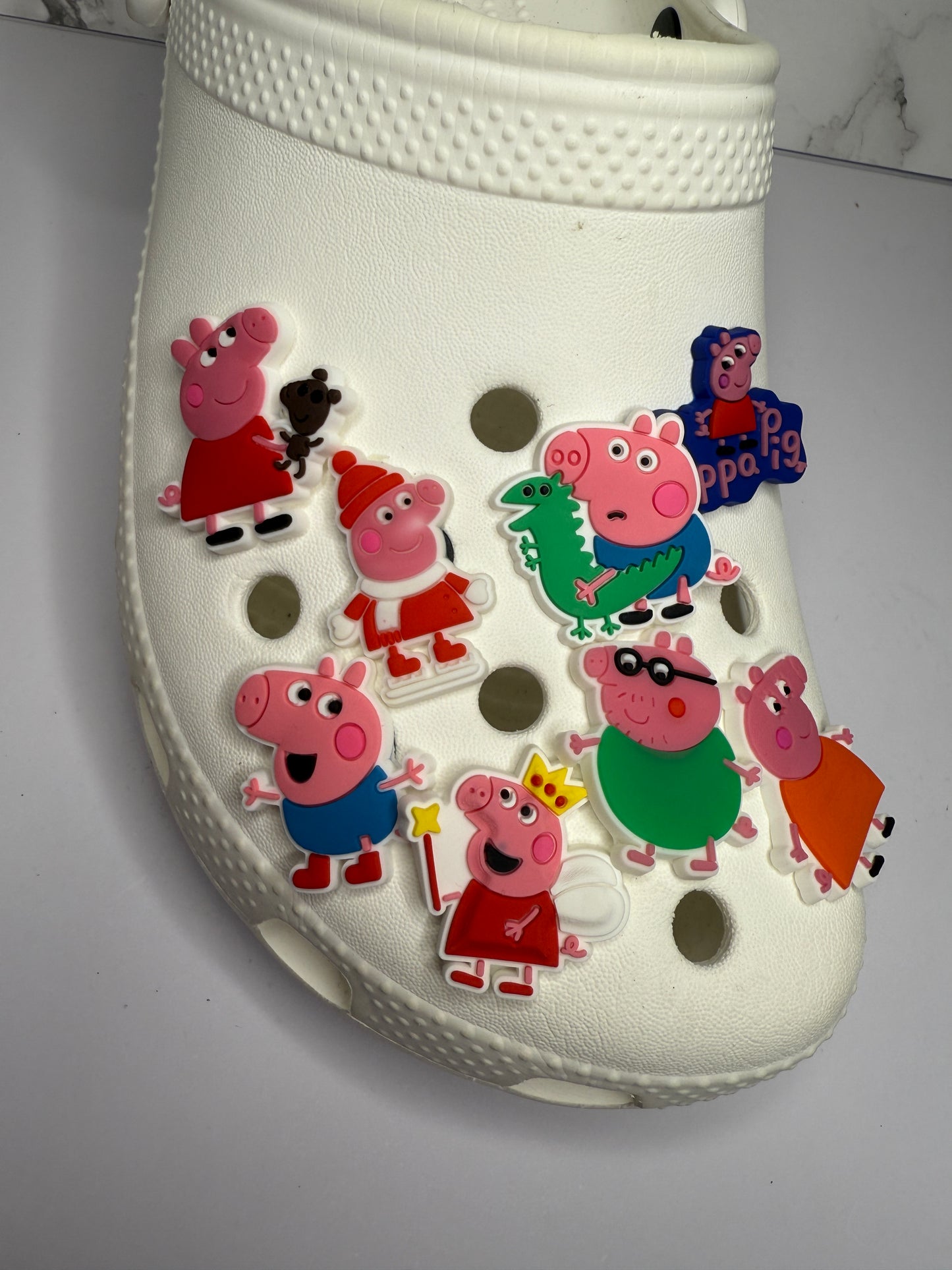 Pig family shoe charm collection