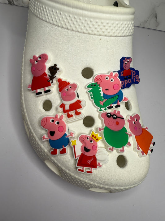 Pig family shoe charm collection