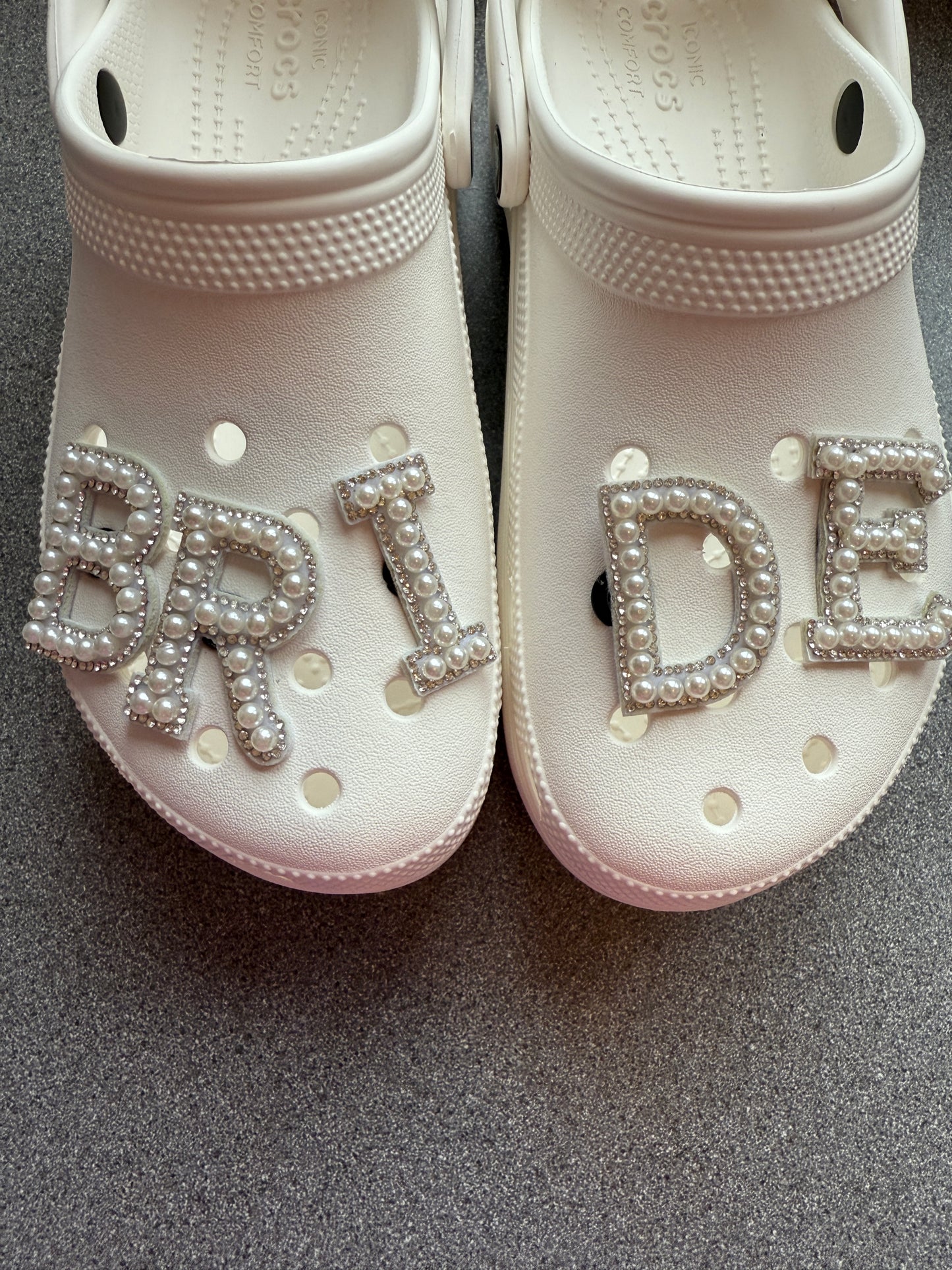 Bridal/Bride shoe charm collection - pearl letters. Silver gems - (CHARMS ONLY)