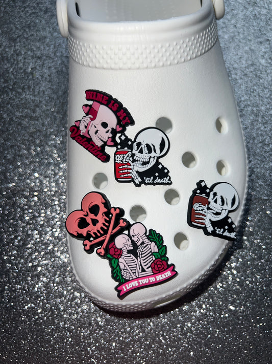 Skull themed shoe charm bundle - Wine/dpepper etc...